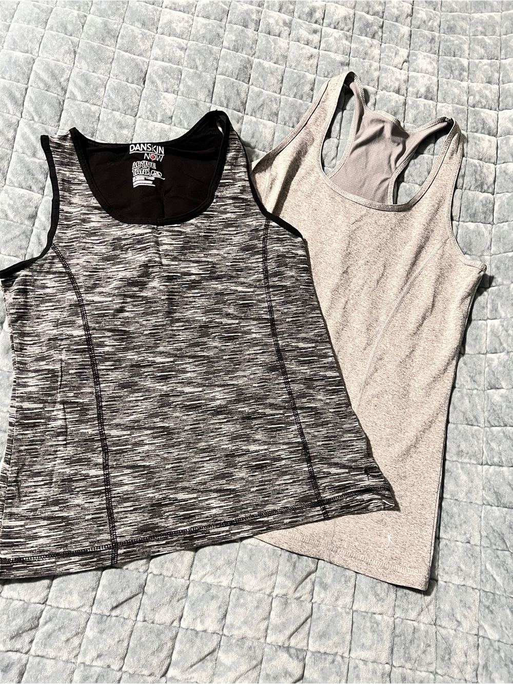 Danskin Now Gray Space-Dye Performance Tank & Light Gray Racerback Set of 2